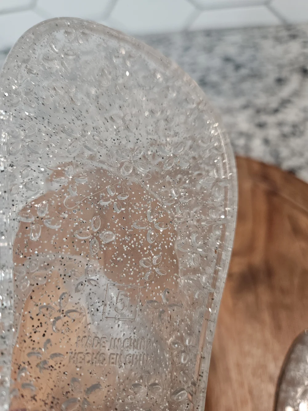 Old Navy Clear Glitter Jelly Mary Jane Sandals